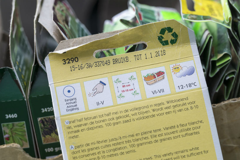 De codes op een zaadzakje