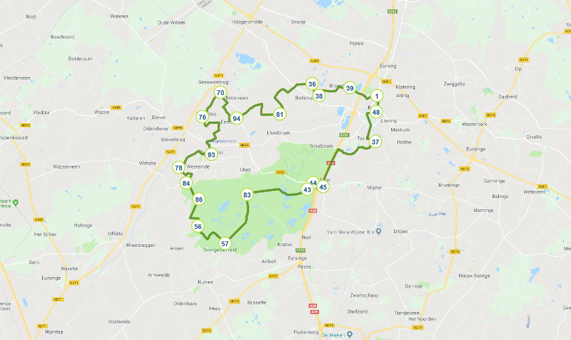 Fietsen door veengebied het Dwingelderveld