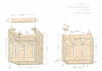 Werktekening van de plantenbak.