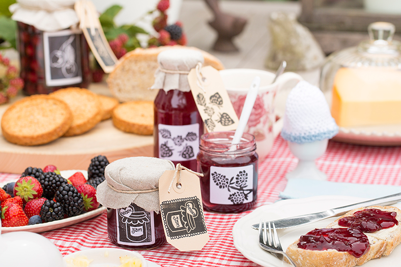 stempels voor op de jam