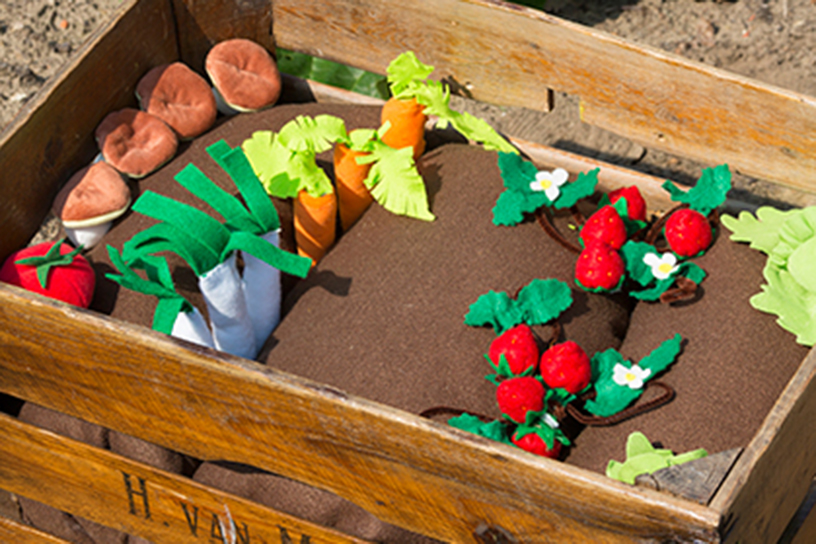 Kindergroenten van vilt