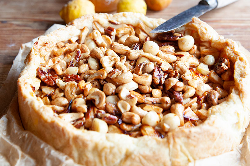 appeltaart met noten en kweeappelgelei